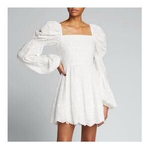 Caroline Constas | NWOT Wren Puff Sleeve Eyelet Mini Dress White Size Large